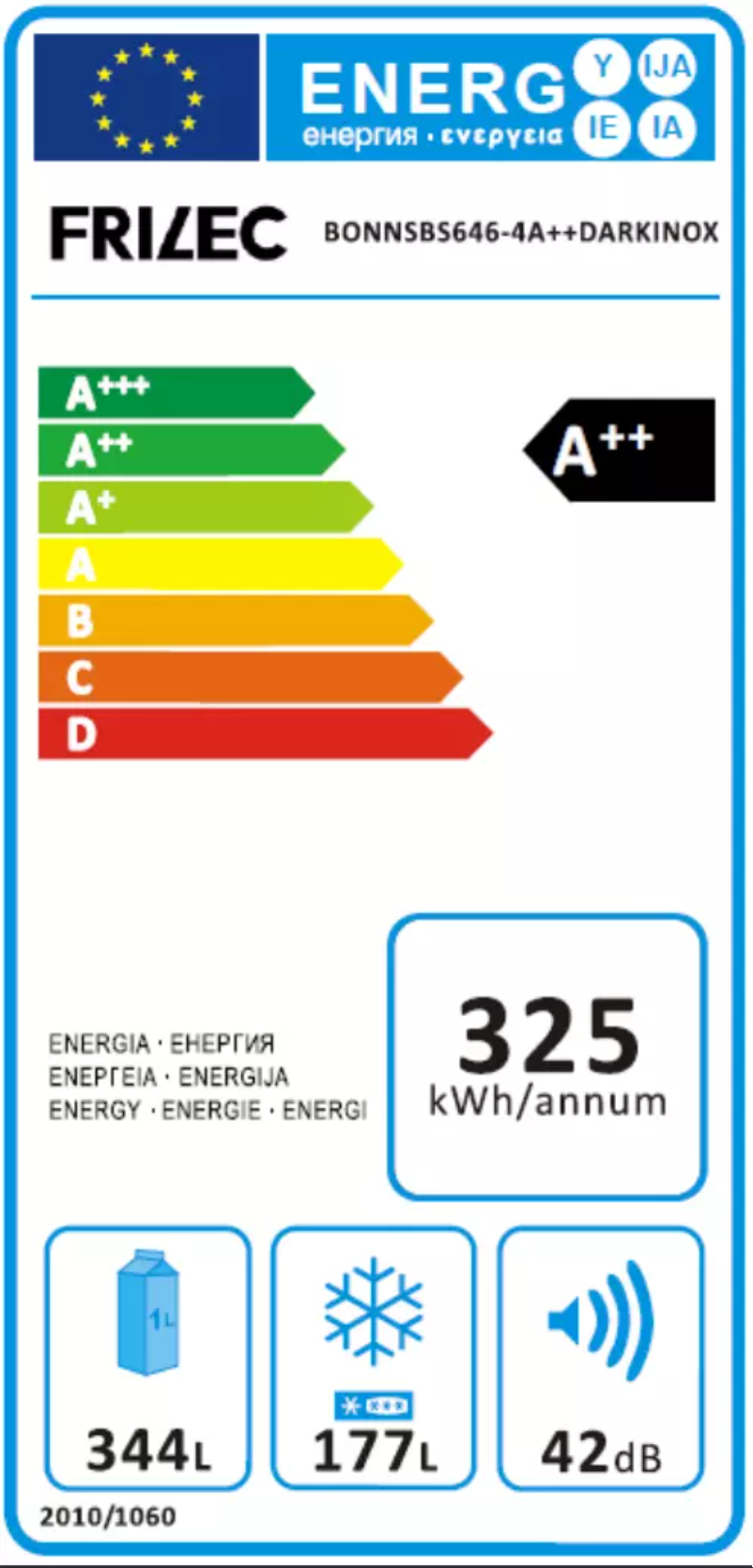 Page 1 of the manual Energy Label Frilec BONNSBS646-4A++