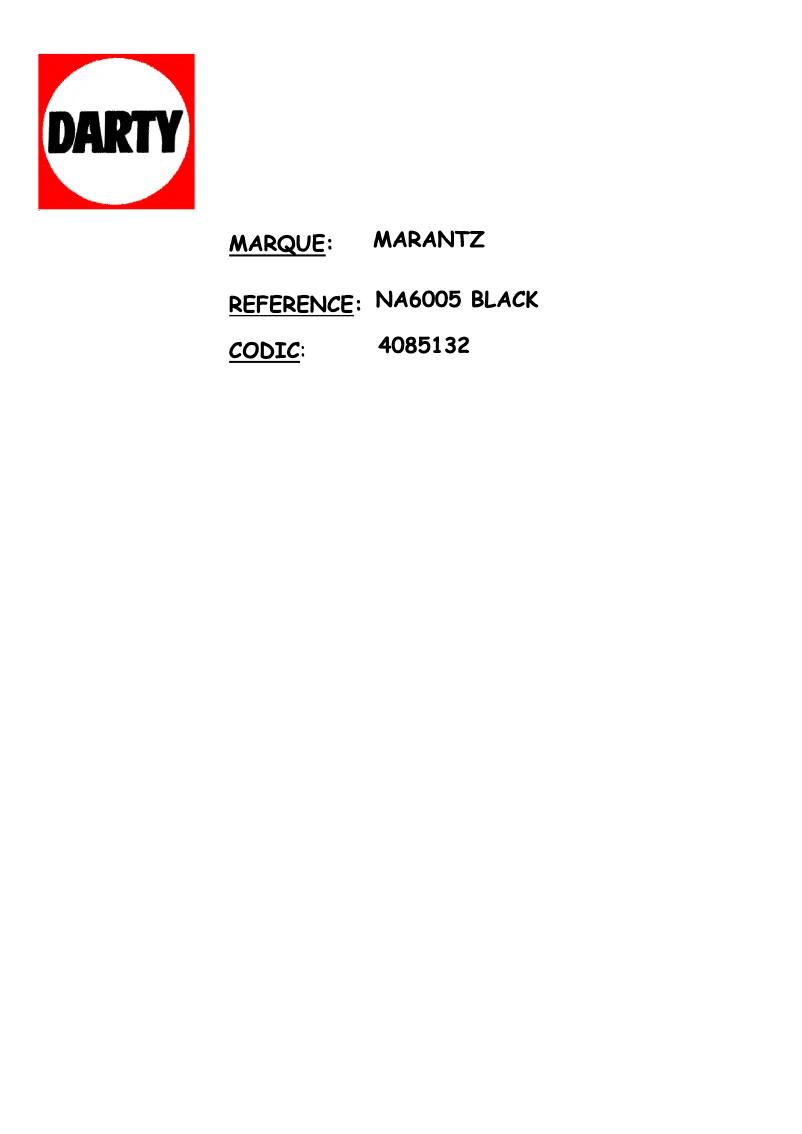 Page 1 de la notice Manuel utilisateur Marantz NA6005