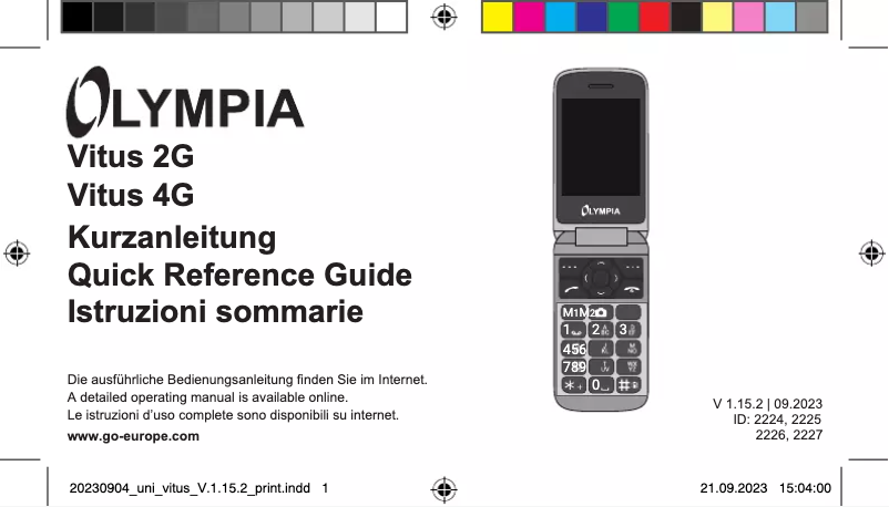 Page 1 de la notice Manuel utilisateur Olympia Vitus 2G