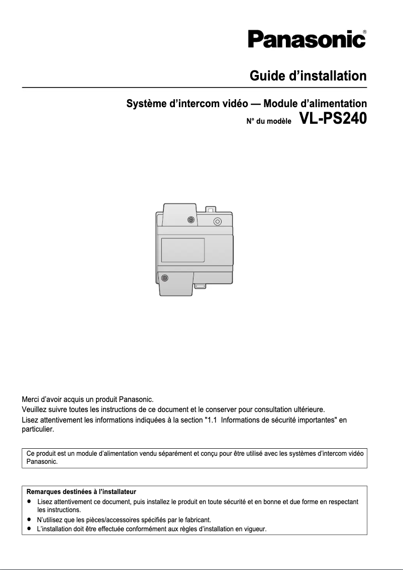 First page image of the manual for VL-PS240