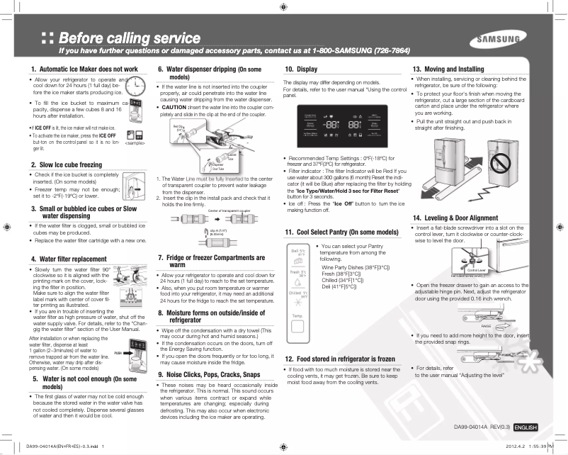 Page 1 of the manual User Manual Samsung RF263BEAESP