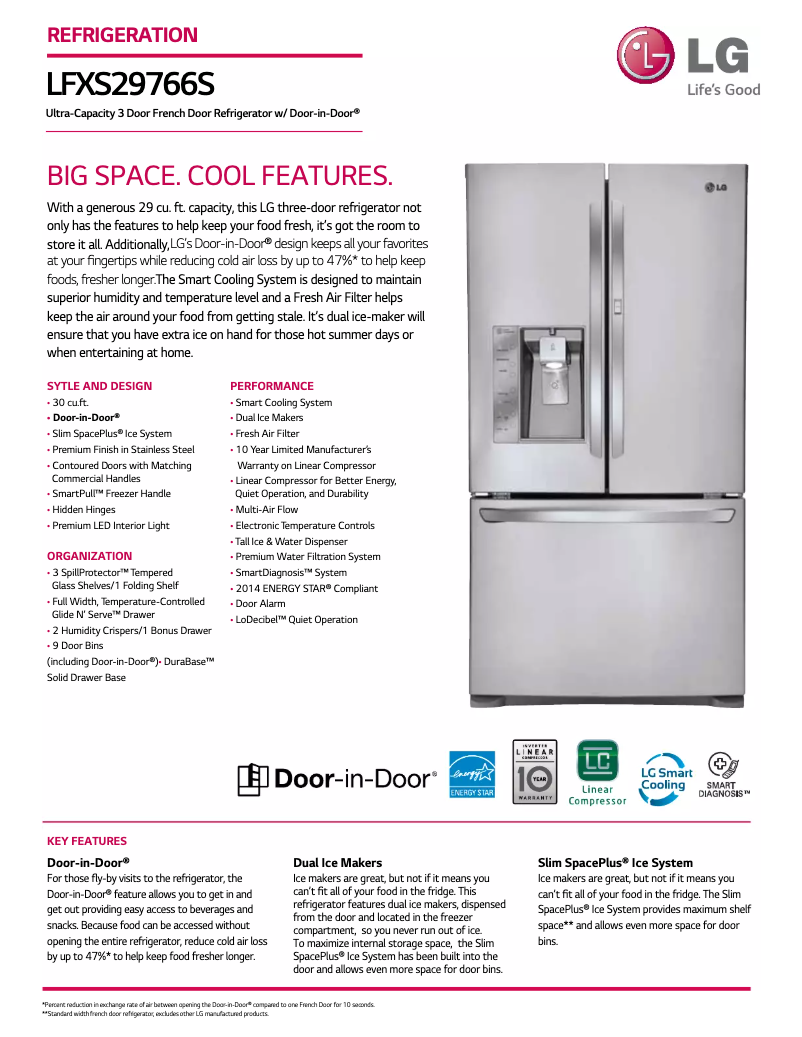 First page image of the manual for LFXS29766