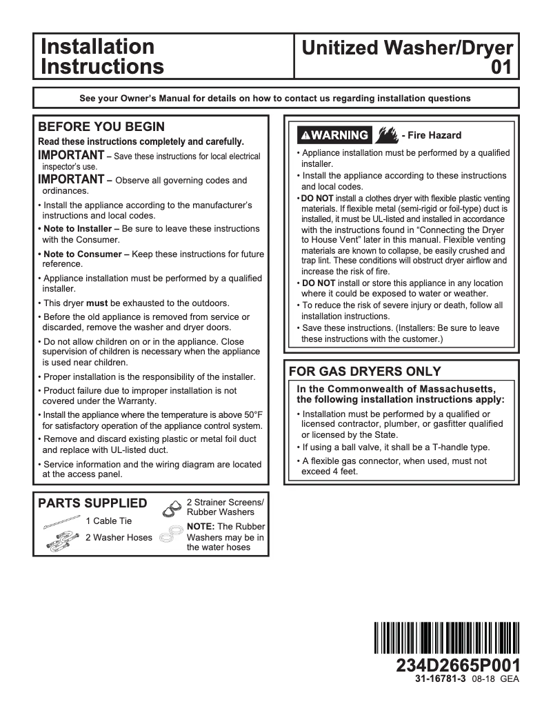 First page image of the manual for GUD27ESPMDG