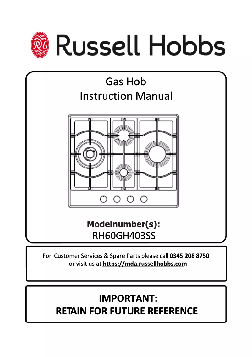 Page 1 of the manual User Manual Russell Hobbs RH60GH403SS