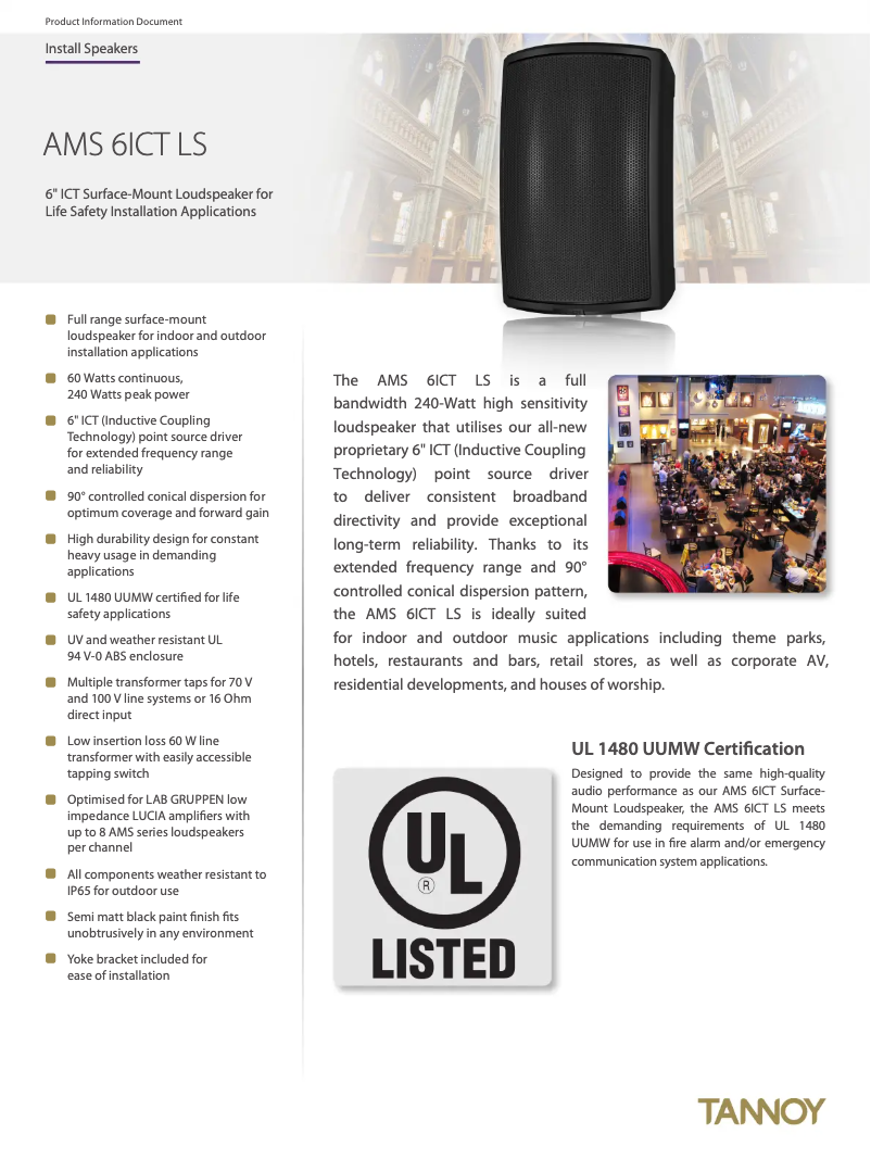 First page image of the manual for AMS 6ICT LS