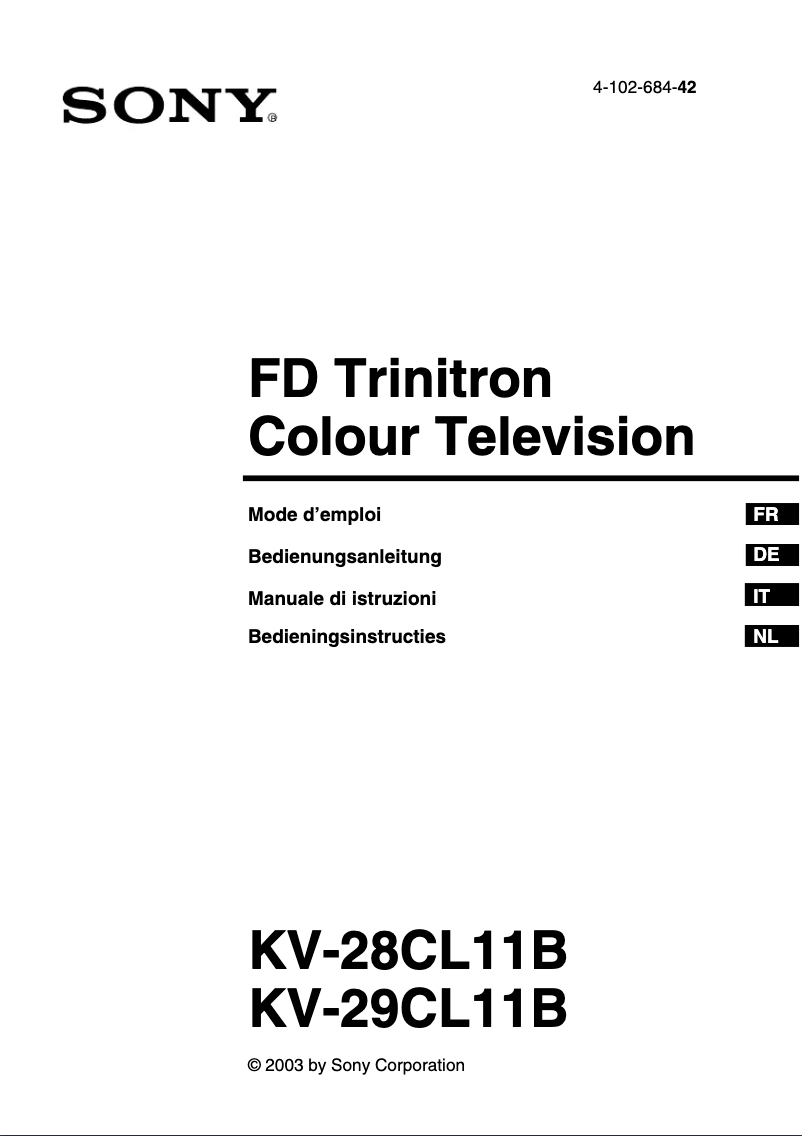 Page 1 of the manual User Manual Sony KV-29CL11B