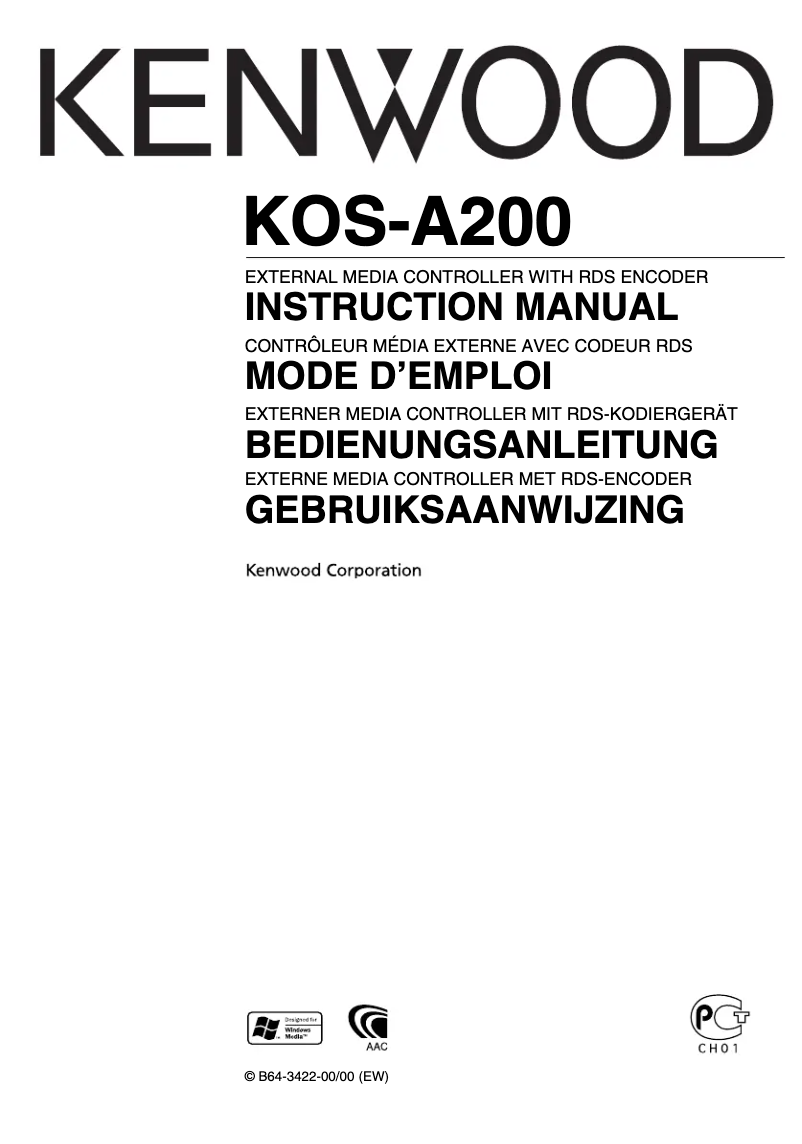 Page 1 of the manual User Manual Kenwood KOS-A200