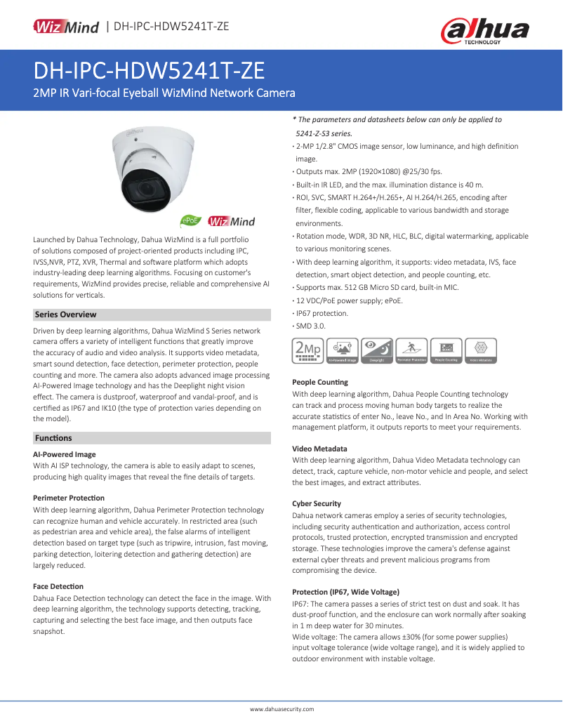 First page image of the manual for IPC-HDW5241T-ZE