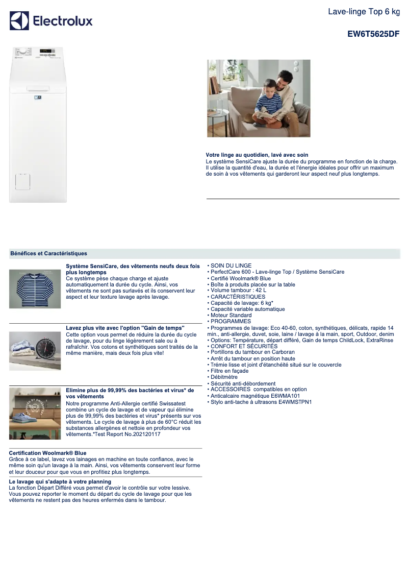 First page image of the manual for EW6T5625DF