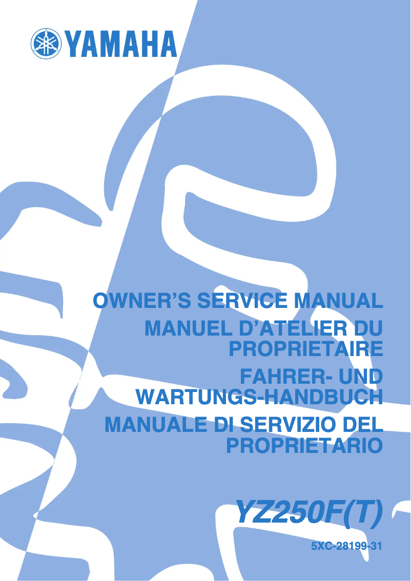 Page 1 of the manual User Manual Yamaha YZ250F (2004)