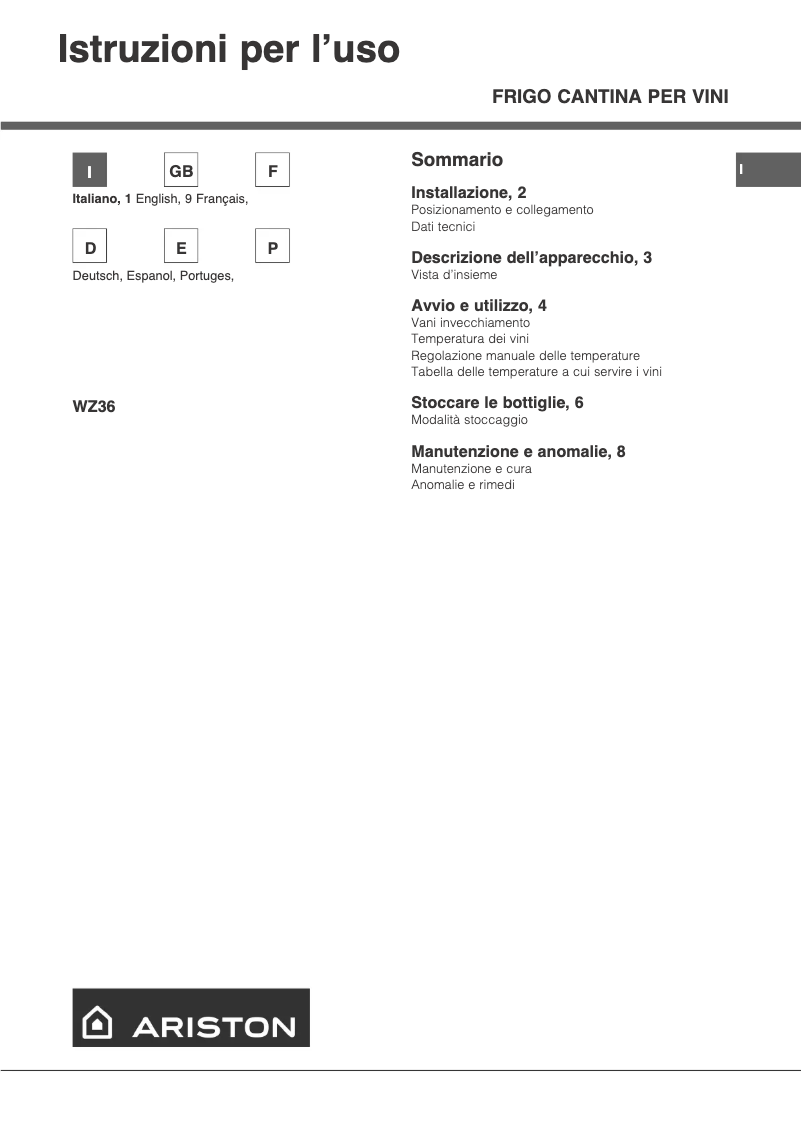 First page image of the manual for WZ 36