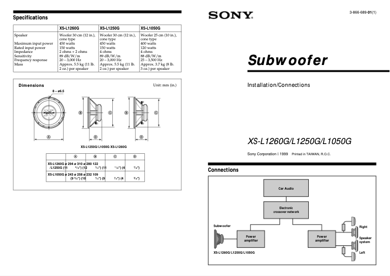 First page image of the manual for XS-L1260G