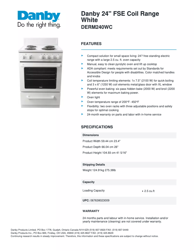 First page image of the manual for DERM240WC