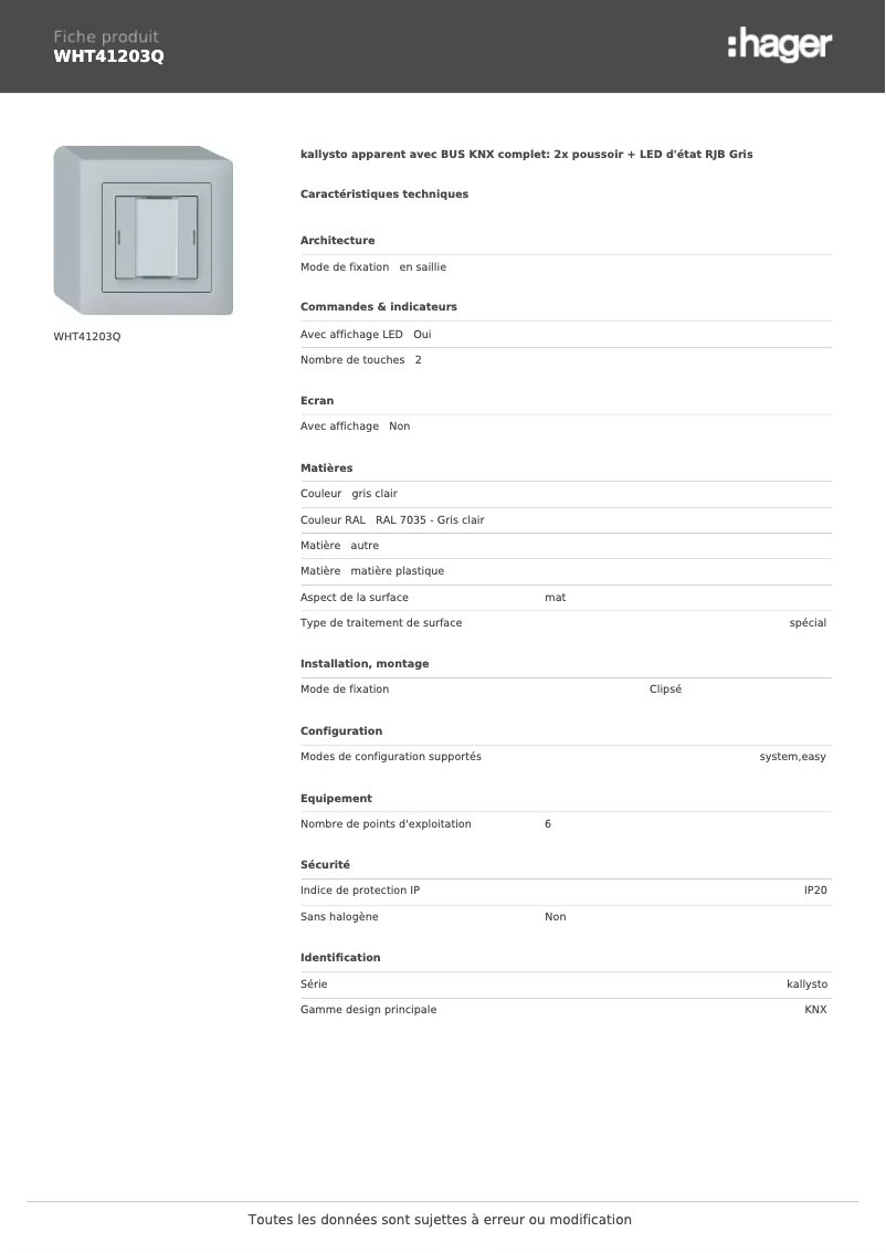 First page image of the manual for WHT41203Q