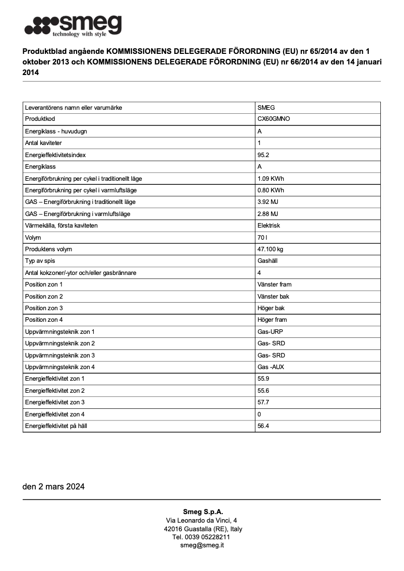 First page image of the manual for CX60GMNO