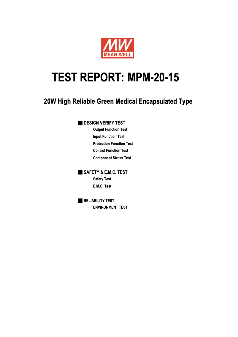 Page 1 of the manual Technical Sheet Mean Well MPM-20-15