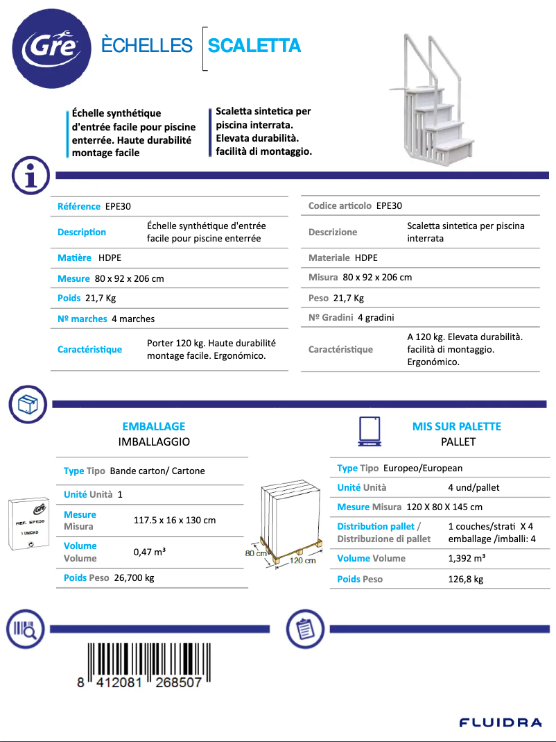 Page 1 of the manual Technical Sheet Gre EPE30