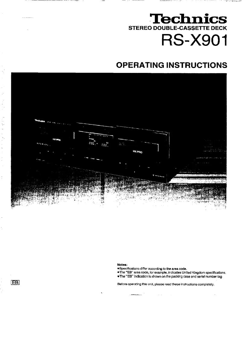 Page 1 of the manual User Manual Technics RS-X901