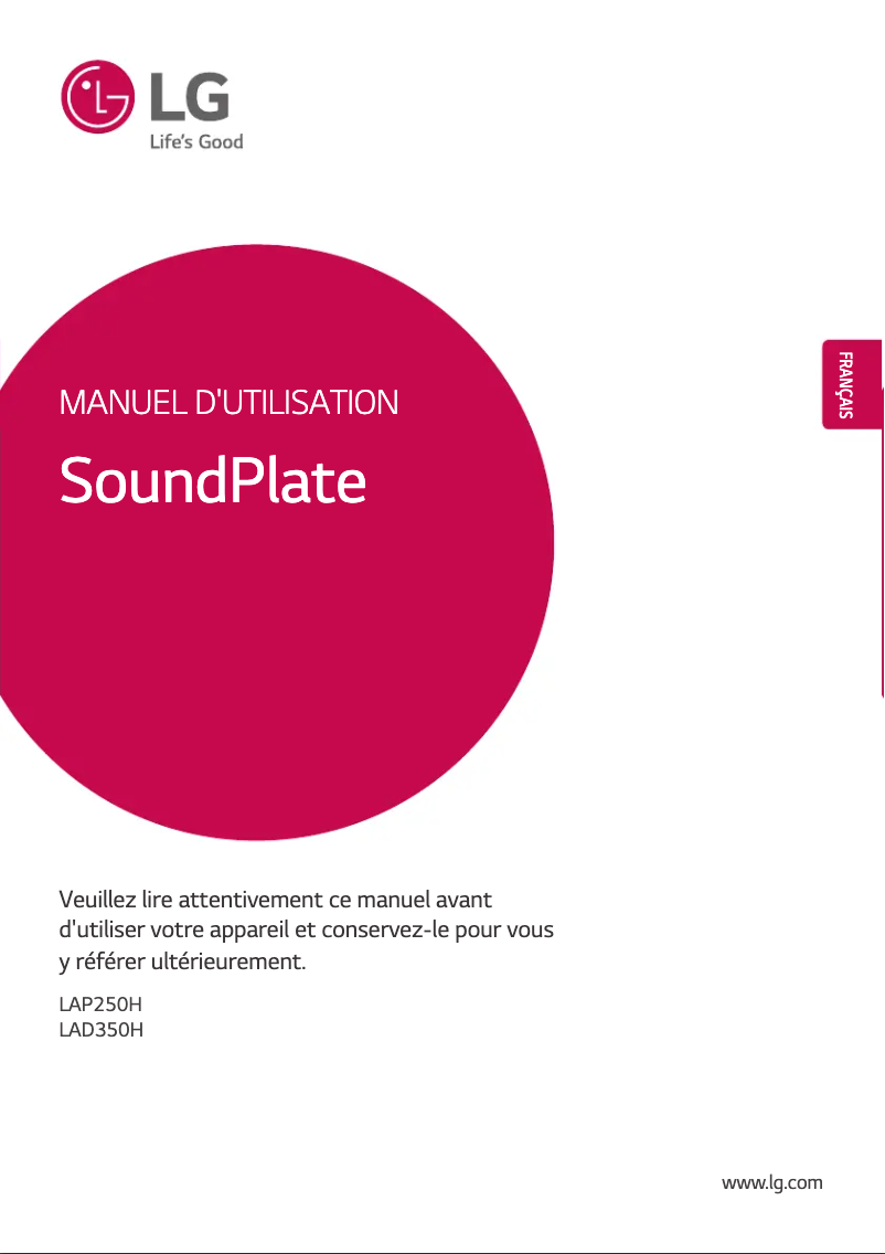 First page image of the manual for SoundPlate LAP250H