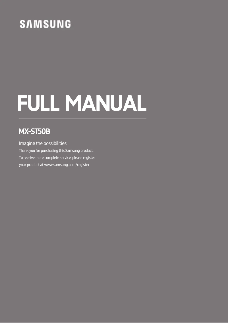 Page 1 of the manual User Manual Samsung MX-ST50B