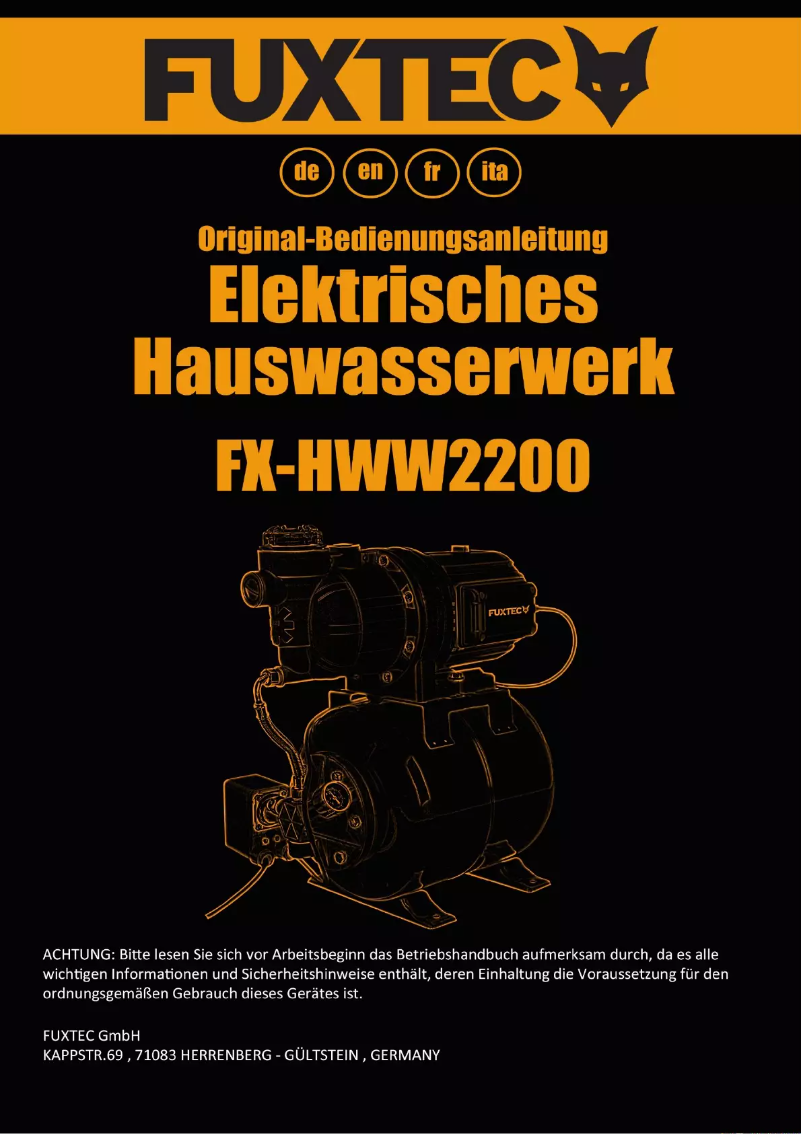Page 1 of the manual User Manual Fuxtec FX-HWW2200