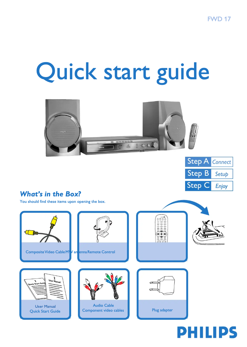 Page 1 of the manual Quick Start Guide Philips FWD16
