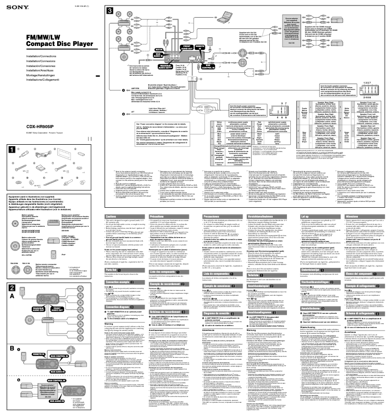 Page 1 of the manual Installation Guide Sony CDX-HR905IP