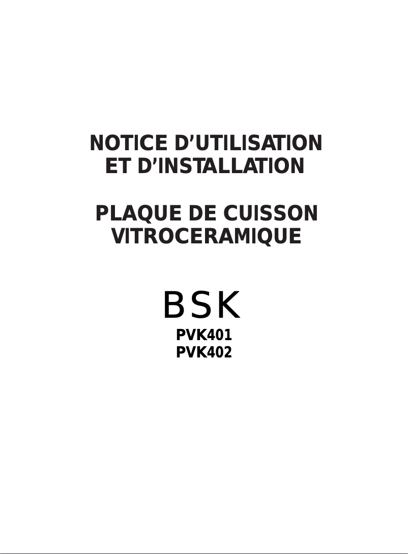 Page 1 of the manual User Manual BSK PVK402