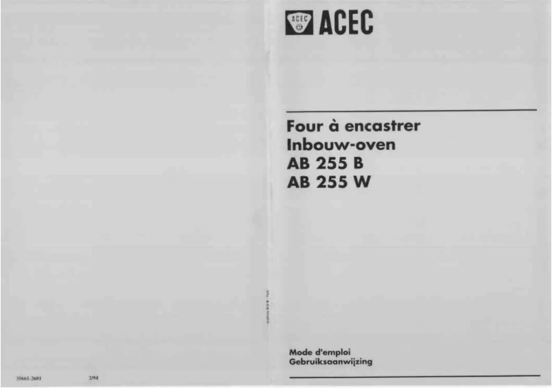 Page 1 of the manual User Manual Acec AB 255 B