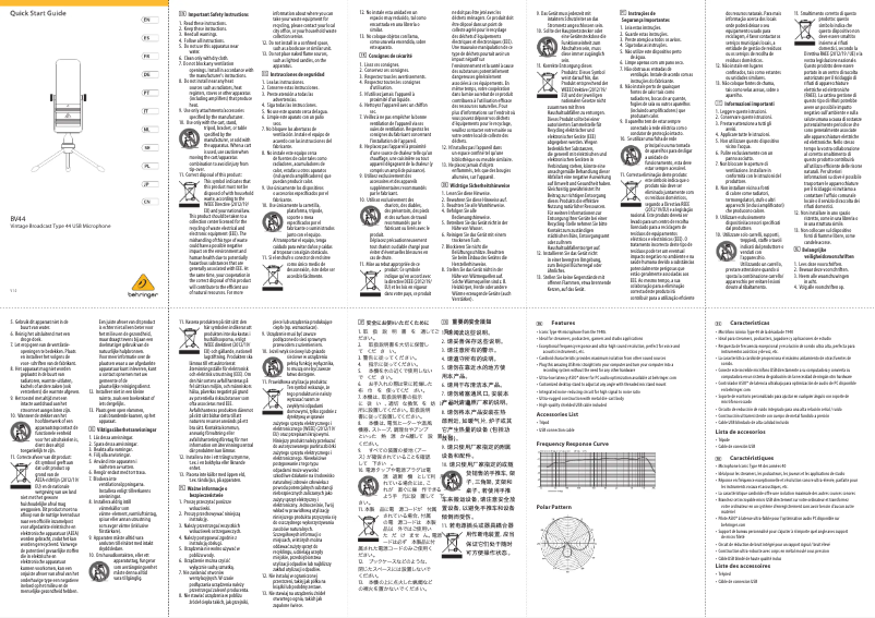Page 1 of the manual User Manual Behringer BV44
