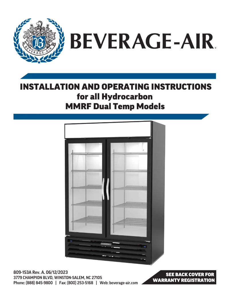 Page 1 of the manual User Manual Beverage-Air MMRF72HC-1-B-WW
