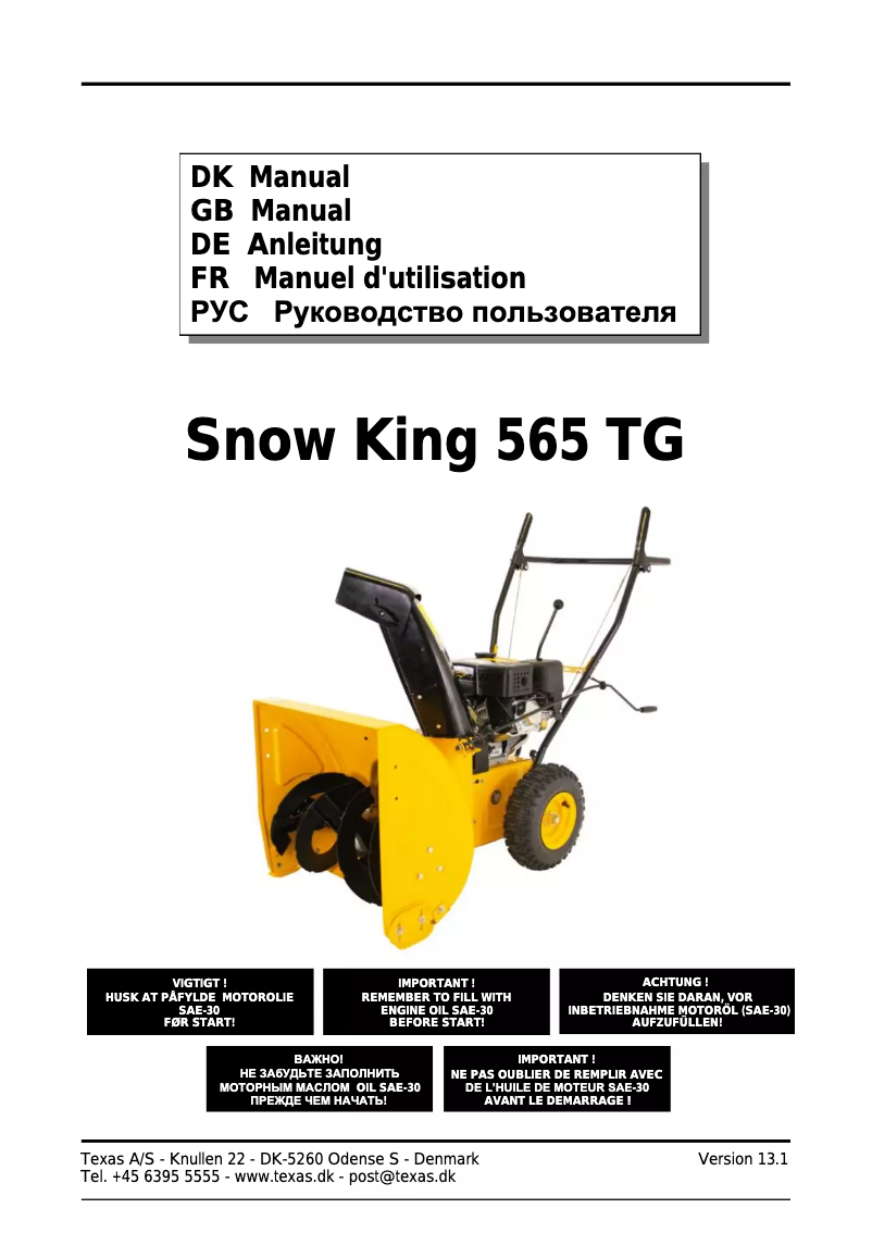 First page image of the manual for Snow King 565 TG