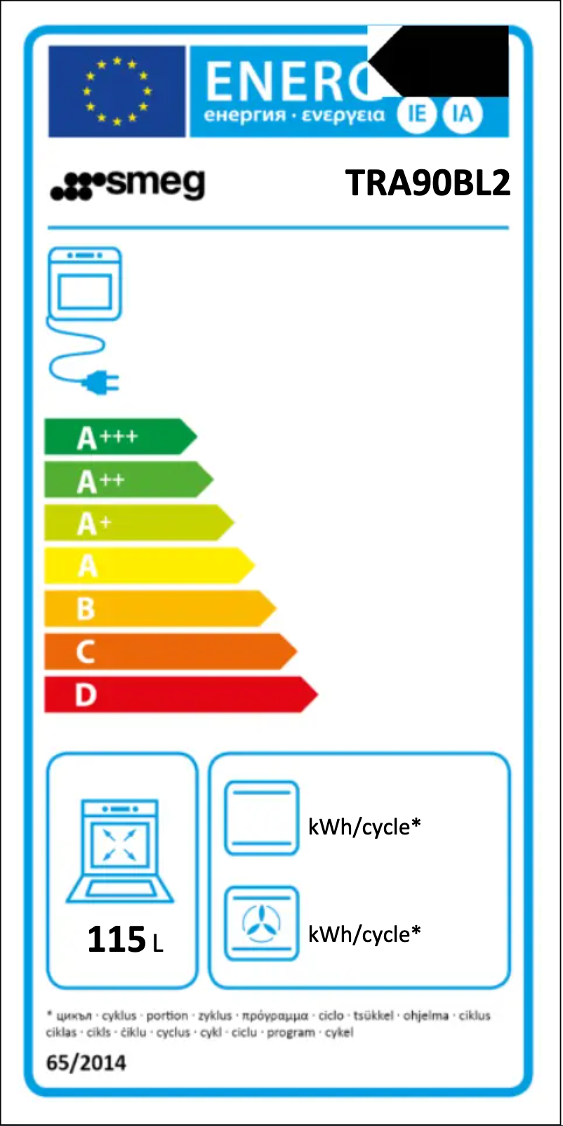 Page 1 of the manual Energy Label Smeg TRA90BL2