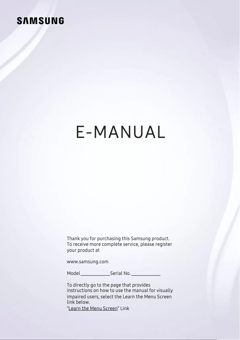 First page image of the manual for UN65NU800