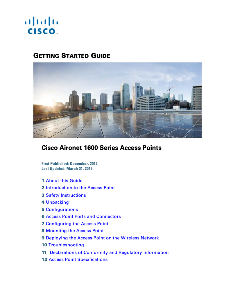 Page 1 de la notice Manuel utilisateur Cisco Aironet 1602i