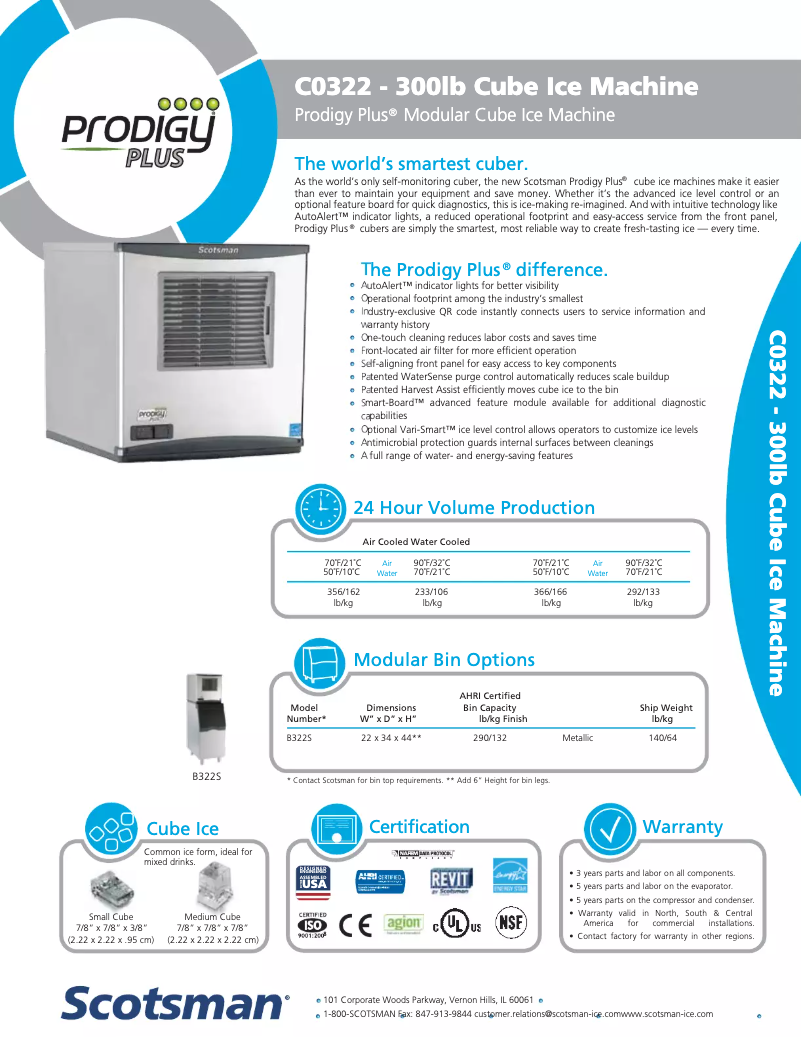 Page 1 of the manual Technical Sheet Scotsman C0322MA-1