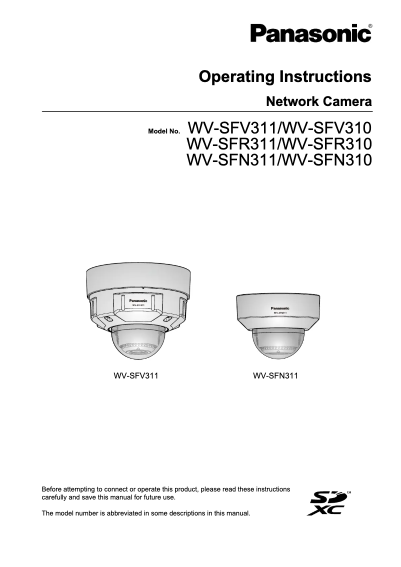 Page 1 of the manual User Manual Panasonic WV-SFR311