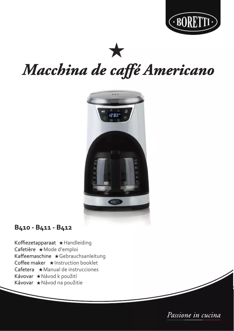 First page image of the manual for Macchina de caffé Americano B410