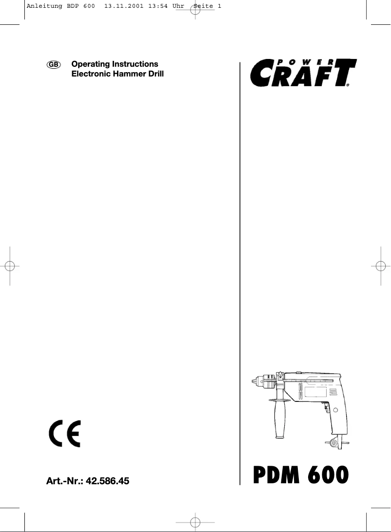 Image de la première page du manuel de l'appareil PDM 600