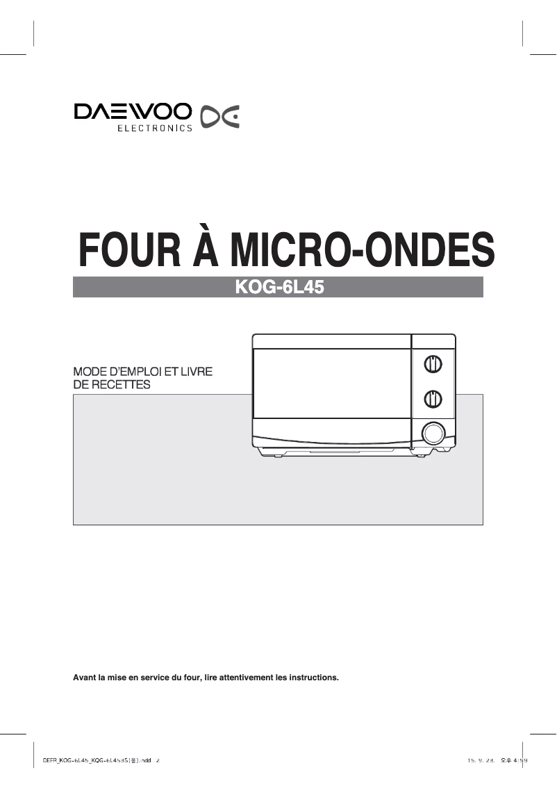 Page 1 of the manual User Manual Daewoo KOG-6L45