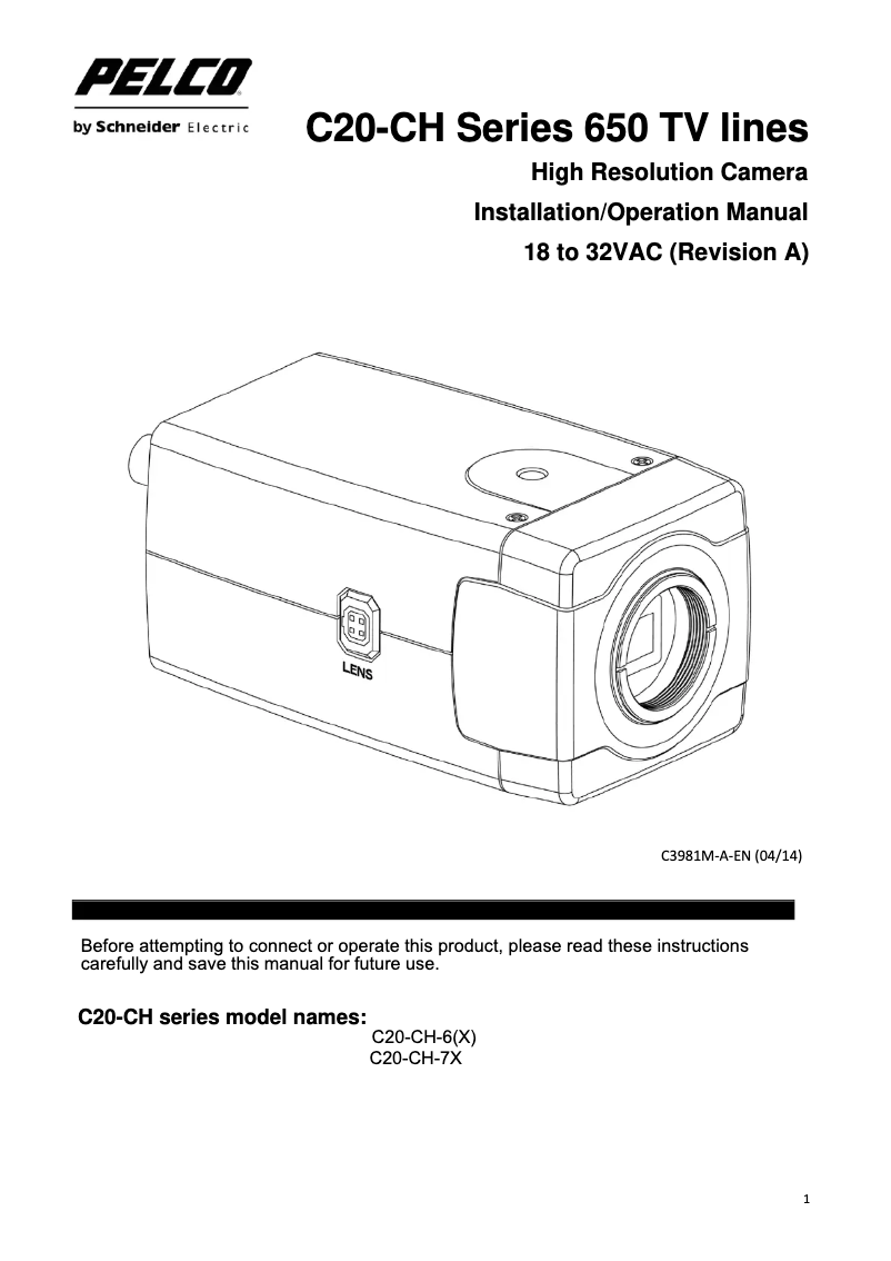Page 1 of the manual User Manual Pelco C20-CH-6