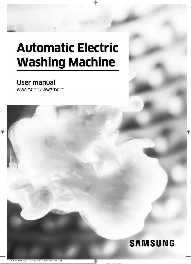 First page image of the manual for WW80T4020CX