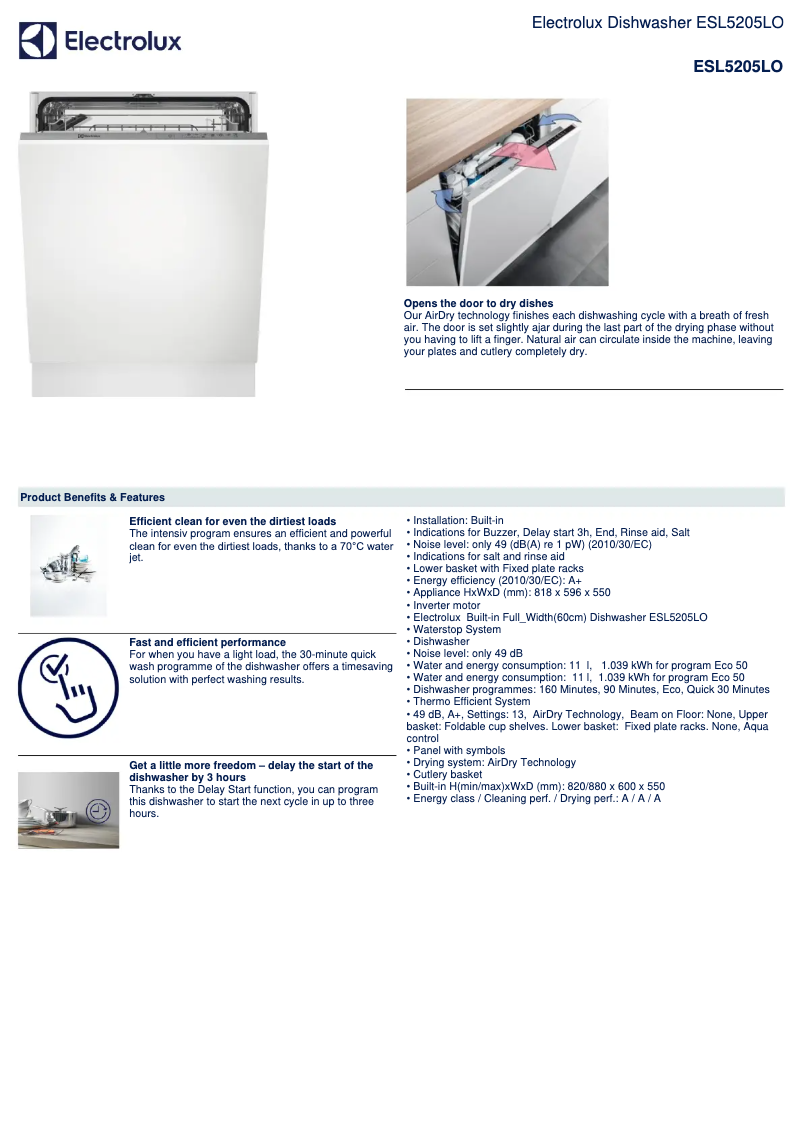 Image de la première page du manuel de l'appareil ESL5205LO