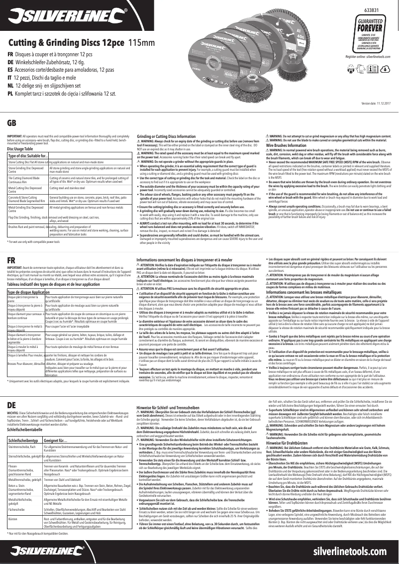 Page 1 of the manual User Manual Silverline 633831