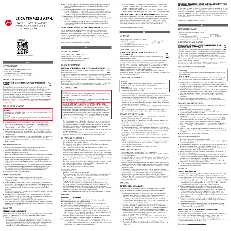Page 1 of the manual User Manual Leica Tempus 2 ASPH.