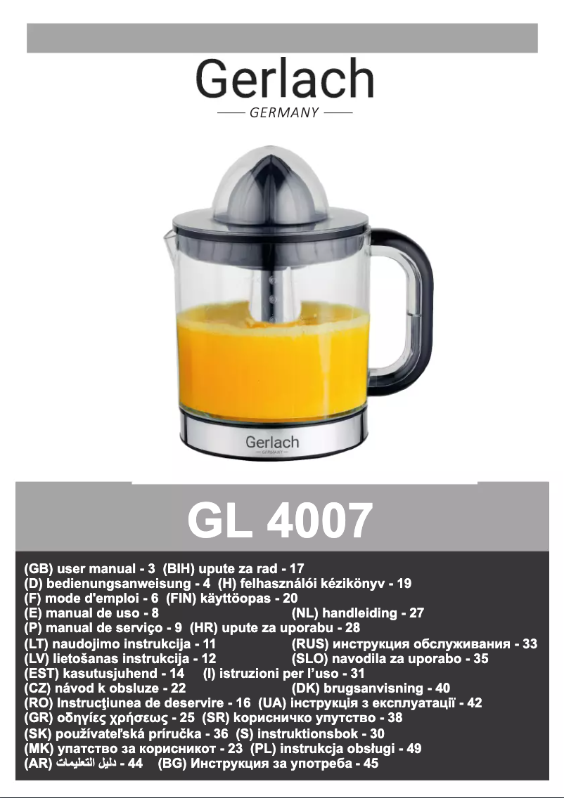Page 1 of the manual User Manual Gerlach GL 4007