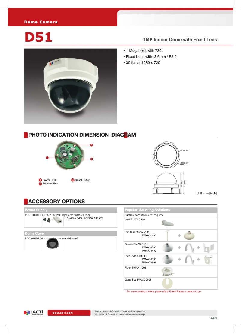 Page 1 of the manual Technical Sheet ACTi D51