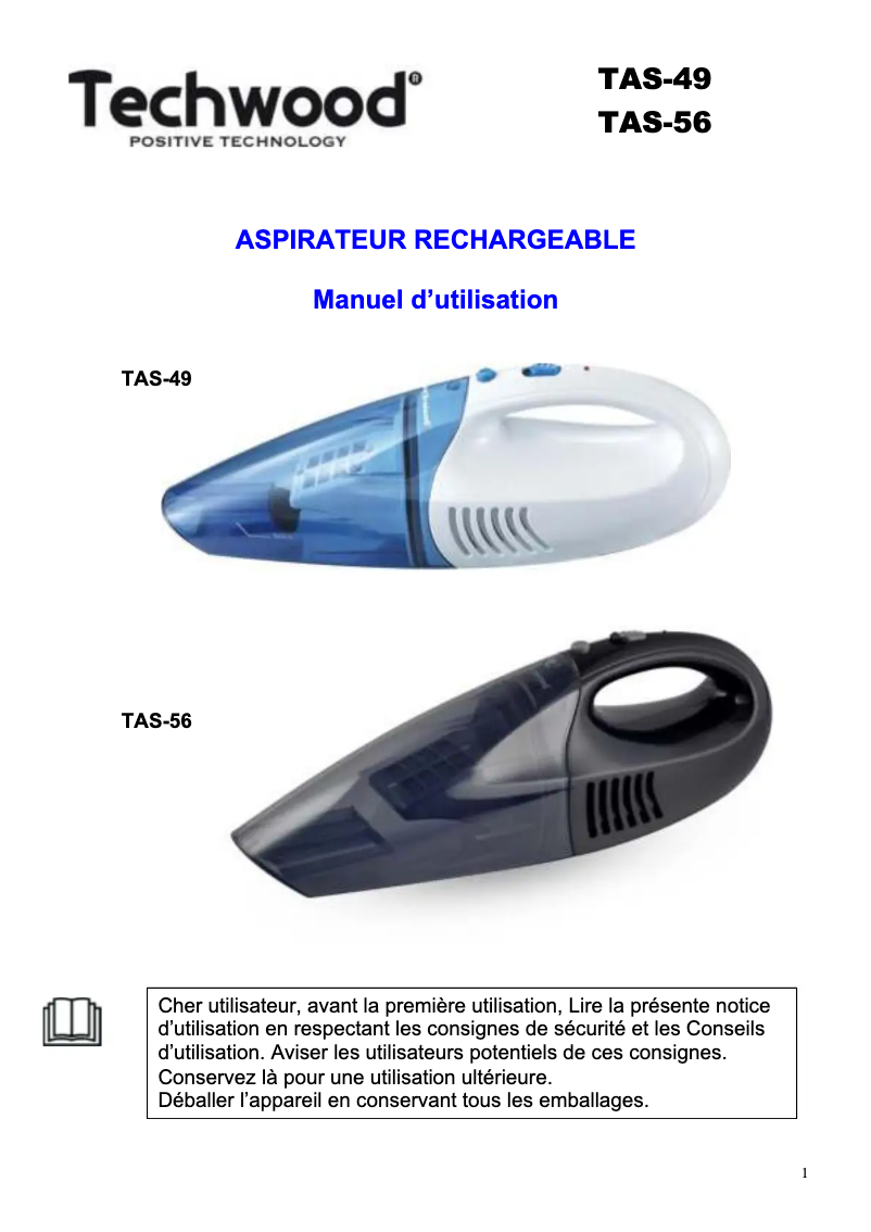 Page 1 of the manual User Manual Techwood TAS-56