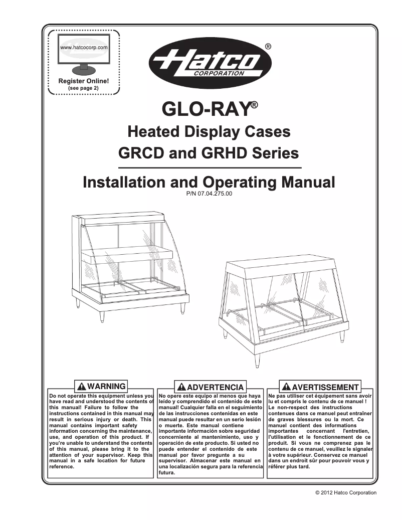 Page 1 of the manual User Manual Hatco Glo-Ray GRHDH-4PD