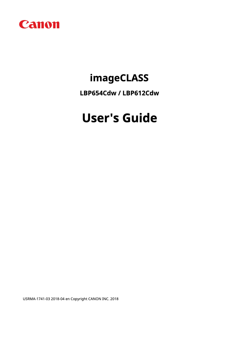 Page 1 of the manual User Manual Canon imageCLASS LBP654Cx